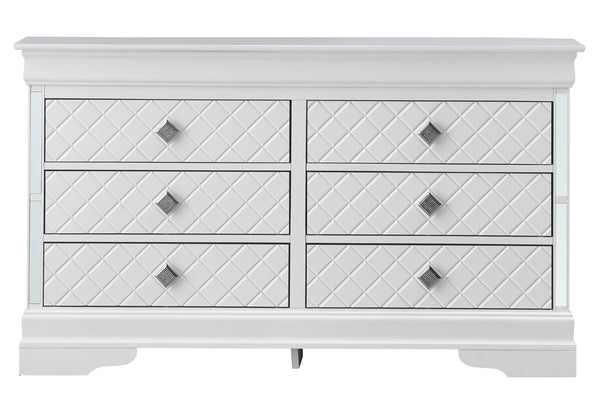 English Elm Verona Silver Champagne Dresser With Embossed "X" Design - Glamorous Storage Solution For Your Bedroom B078108389-GIGA