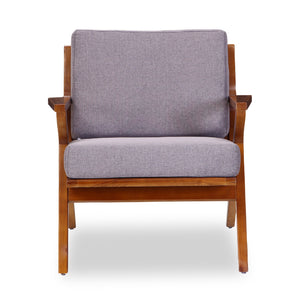 English Elm Martelle Twill Weave Accent Armchair with Ash Wood Frame, Removable Cushions & Triangular Arms Grey B365P397970