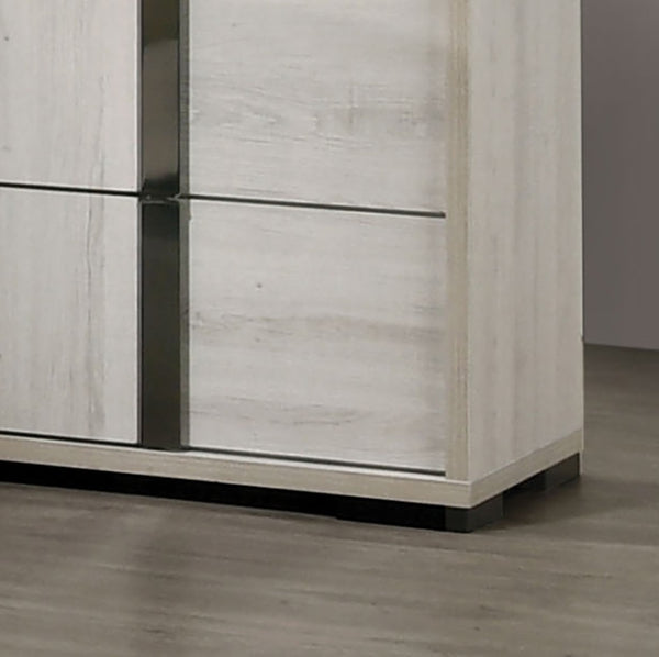 English Elm Contemporary Chic Chest with Gold Accents, Acrylic Trim, Metal Bracket Legs and Dust‑Proof Drawers White Washed 39 L x 21 W x 57 H B2741P372715