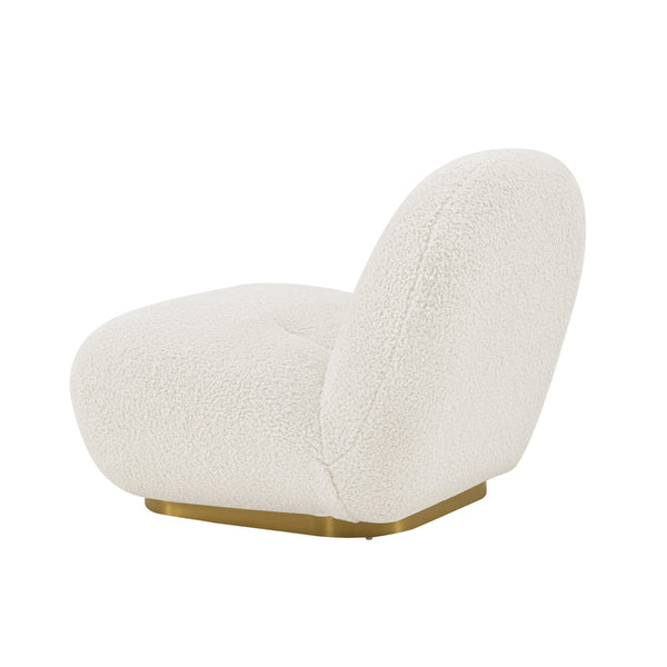 English Elm Edina Boucle Lounge Chair White — Luxurious Bouclé, Brushed Gold Base, 440 lb Capacity, Ready-to-Use B365P397977