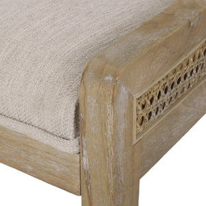 English Elm Dining Chair Set of 2 Rubberwood Cane Webbing Back Upholstered Farmhouse Style Beige N771P388970G