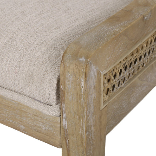 English Elm Dining Chair Set of 2 Rubberwood Cane Webbing Back Upholstered Farmhouse Style Beige N771P388970G