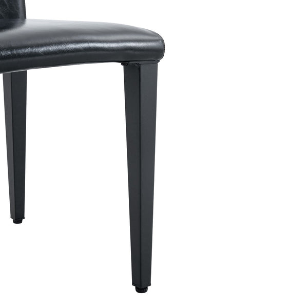 English Elm Four Black Pu Leather Dining Chairs with Steel Legs for Modern Industrial Kitchens W1151P372919