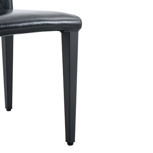 English Elm Four Black Pu Leather Dining Chairs with Steel Legs for Modern Industrial Kitchens W1151P372918