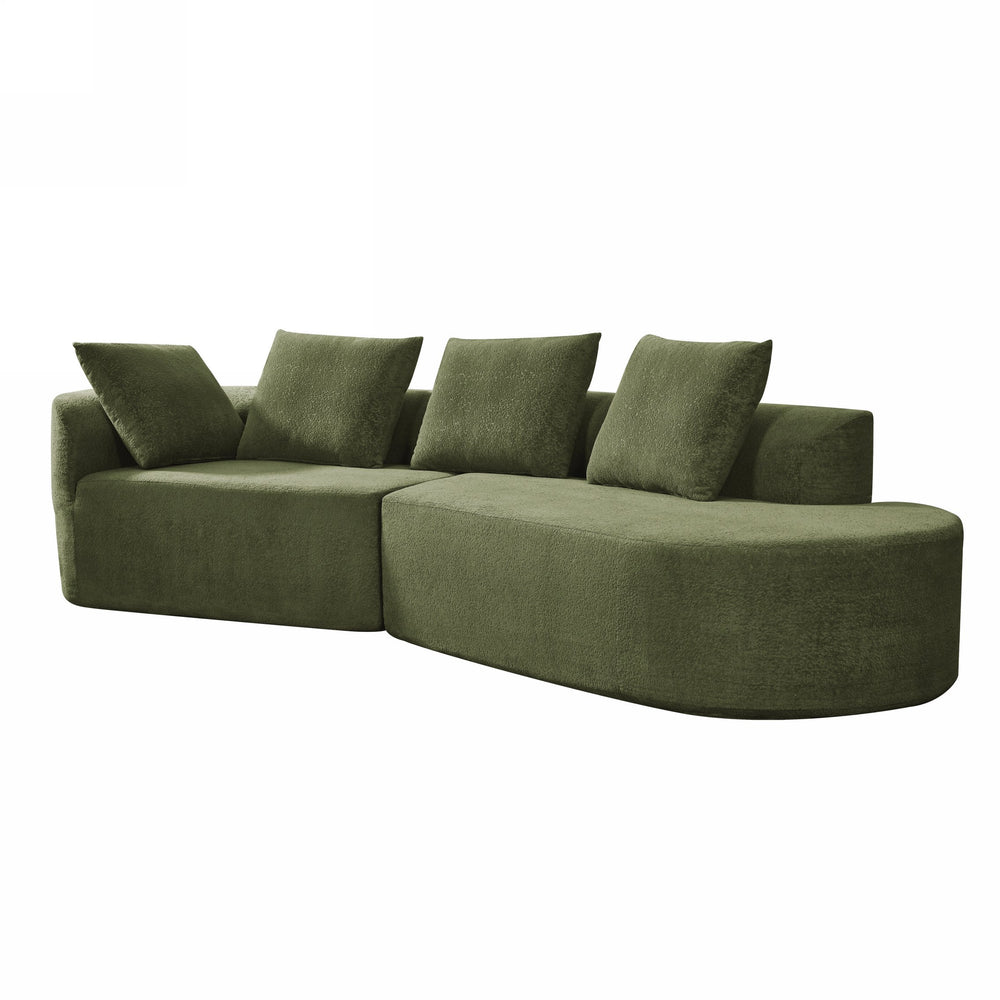 English Elm Christopher Knight Home® - 116" Modern Curved Sectional Sofa with Plush Pearl Upholstery, High-Density Sponge, Chaise Lounge Seating Harmony Green N767P263923G