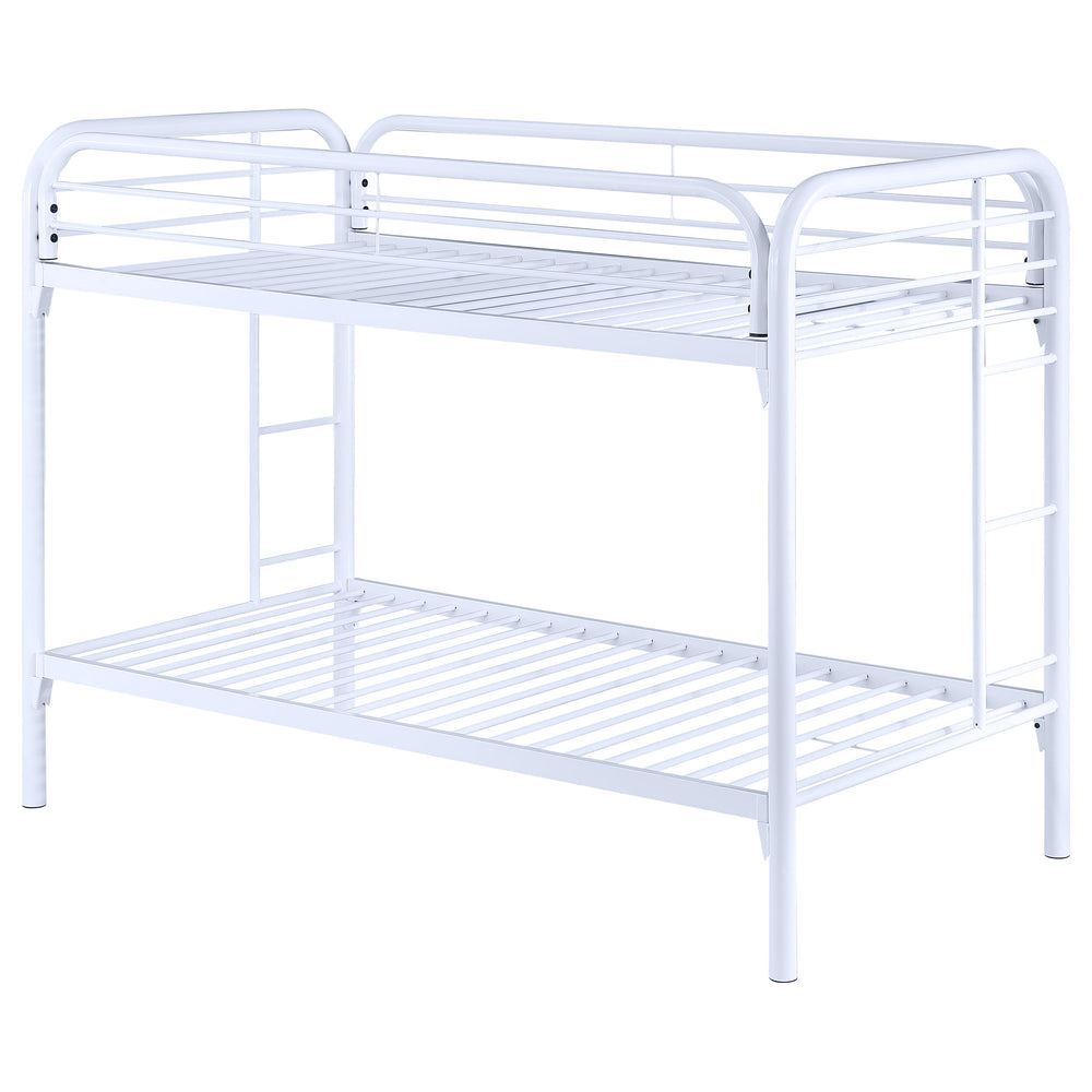 English Elm Celeste Modern White Metal Twin Over Twin Bunk Bed With Safe Rung Ladder & Space-Saving Design B062P340729