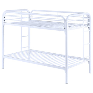 English Elm Celeste Modern White Metal Twin Over Twin Bunk Bed With Safe Rung Ladder & Space-Saving Design B062P340729