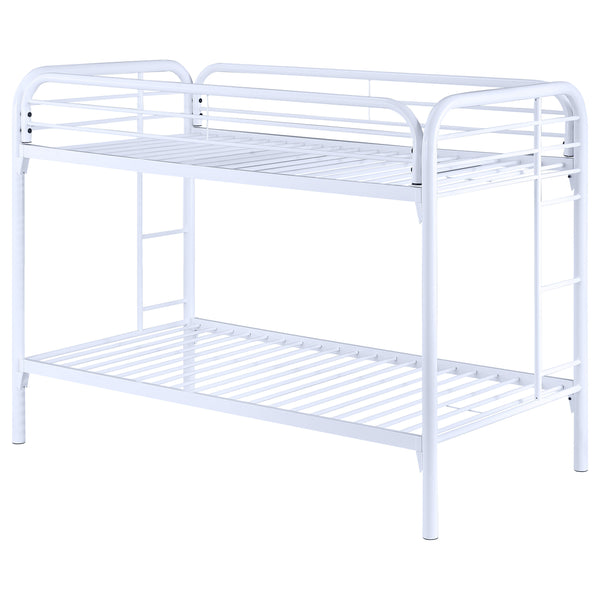 English Elm Celeste Modern White Metal Twin Over Twin Bunk Bed With Safe Rung Ladder & Space-Saving Design B062P340729