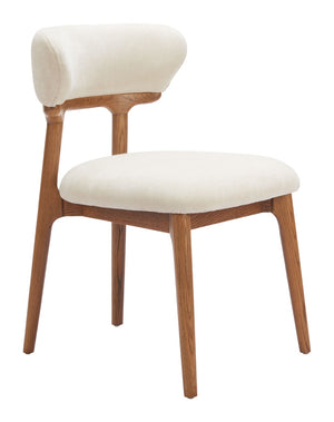 Cedar Dining Chair Set of 2 - Modern White & Walnut Design with Premium Fabric & Solid Wood