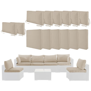 English Elm Cushion Covers 14Pc Set for 7-Piece Wicker Sectional Sofa Outdoor Slipcovers with Zippers Non-Slip Protection khaki W419P295490