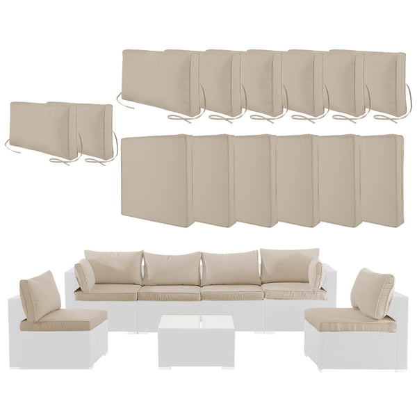 English Elm Cushion Covers 14Pc Set for 7-Piece Wicker Sectional Sofa Outdoor Slipcovers with Zippers Non-Slip Protection khaki W419P295490