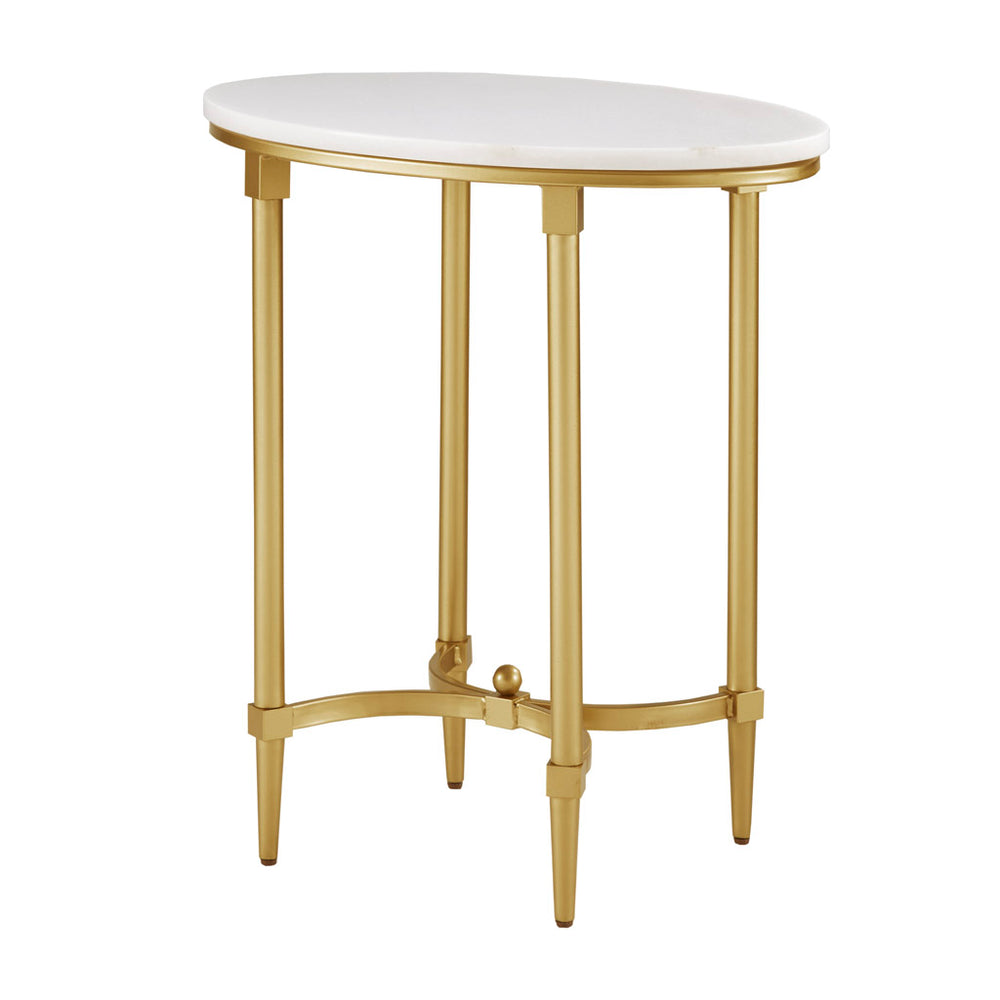 JLA Home Madison Park Signature - End Oval Marble End Table with Gold Metal Legs — Elegant Oval Accent Table for Living Rooms, Bedsides, Offices MPS120-0124