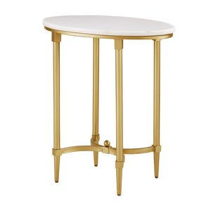 JLA Home Madison Park Signature - End Oval Marble End Table with Gold Metal Legs — Elegant Oval Accent Table for Living Rooms, Bedsides, Offices MPS120-0124