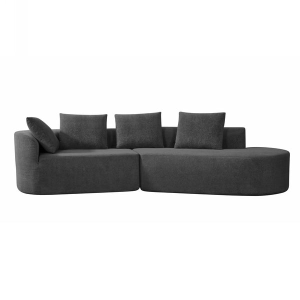 English Elm Christopher Knight Home® - 116" Modern Curved Sectional Sofa with Plush Pearl Upholstery, High-Density Sponge, Chaise Lounge Seating Harmony Charcoal grey N767P263923C