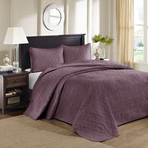 English Elm Reversible Madison Park Quebec Quilt Set King/Cal King - Cottage-Style Textured Stitching, Antimicrobial Freshness Purple 17.72 L x 15.35 W x 8.66 H B03597547