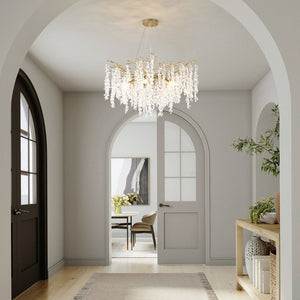 English Elm 10-light Gold Rectangular Chandelier Seeded Glass Globe Fixture for Dining Room W5008P466528