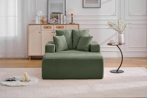 English Elm Oversized Corduroy Chaise Sleeper Sofa Deep Seat Lounge Chair for Apartment Bedroom Green W1752P402838