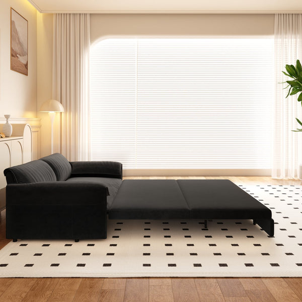 English Elm 66" Queen Pull Out Sofa Bed - Stylish 3-In-1 Velvet Loveseat With Storage For Living Room & Office W1885S00222