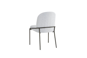 English Elm Modern Curved High Back Dining Chairs with Bronze Iron Frame Linen Upholstery Set of 2 N762P288935E