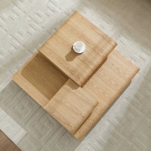 English Elm 3-piece Modular Mdf Coffee Table Sculptural Stacking Design for Modern Living Rooms W2582P451418