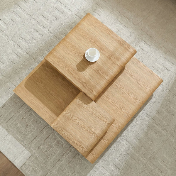 English Elm 3-piece Modular Mdf Coffee Table Sculptural Stacking Design for Modern Living Rooms W2582P451418