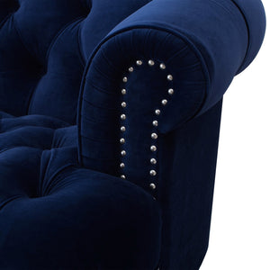 English Elm Jennifer Taylor Home - La La Rosa Victorian Tufted Upholstered Accent Chair in Luxe Velvet with Nailhead Trim and Support Navy Blue B2719P238179