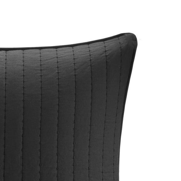 JLA Home INK+IVY - Cotton Quilted Euro Sham with Embroidered Texture, Breathable 26x26 Farmhouse Accent Pillow Cover Black II11-593