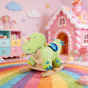 English Elm Dinosaur Plush Rocking Toy for Toddlers with Sound Effects and Wooden Base T3971P442730