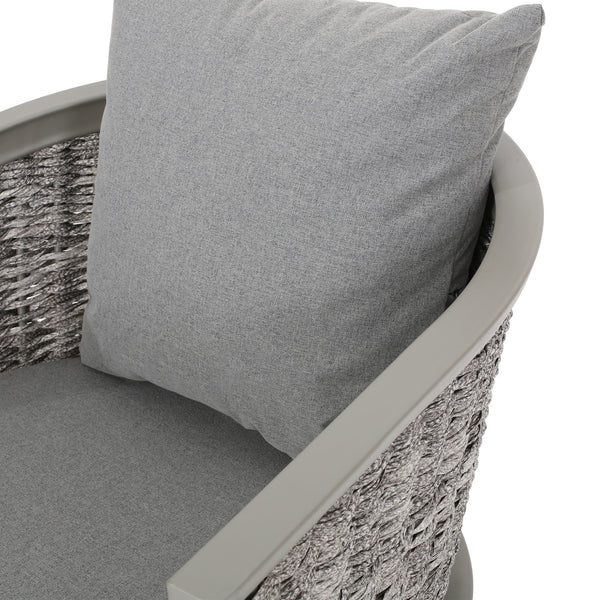 English Elm Christopher Knight Home® - PEBBLE Chair Gray PE Rattan Lounge with Iron Frame and Waterproof Cushion — Stylish Compact 30x18.6" 67847.00GRY