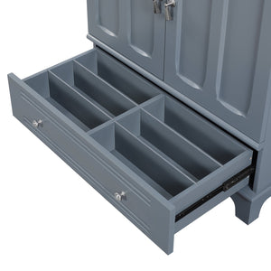 English Elm 30" Modern Bathroom Vanity with Ceramic Sink, Solid Wood Frame, Soft-Close Drawer & Adjustable Shelf Blue N710P293306C