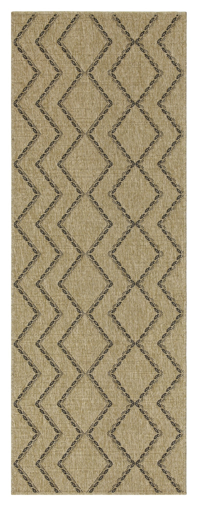 English Elm Earth Jute-Style Area Rug 2'7" X 7'3" – Durable Indoor/Outdoor Natural & Black, Stain-Resistant Design B186P198840