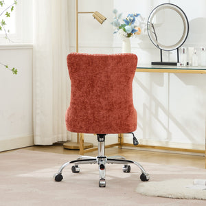 English Elm A&A Tufted Chenille Office Chair with Gold Chrome Base, Plush High-Rebound Cushion for Comfort Orange W1143P366776