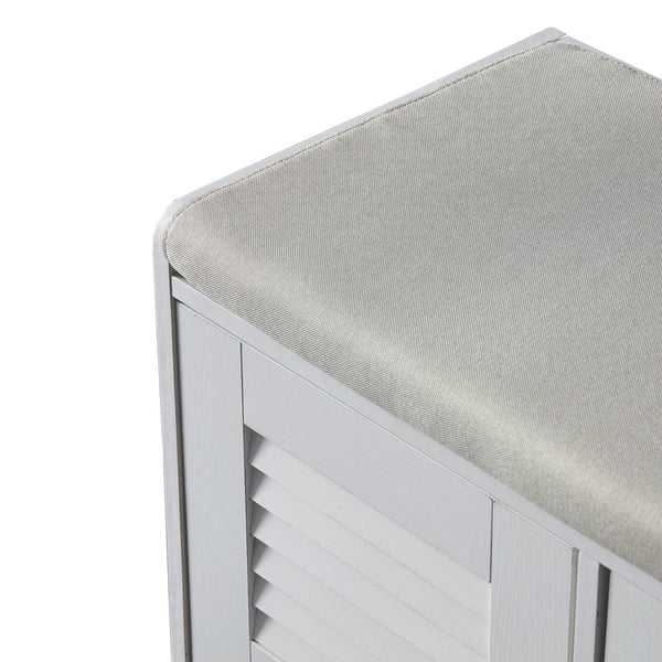 English Elm 28.74"Shoe Storage Bench with Cushion, 2-Door Louver Cabinet, Adjustable Shelves, Breathable Seat W2948P244736