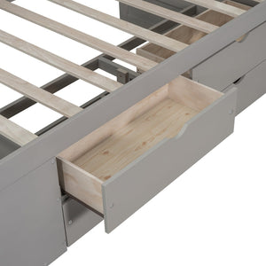 English Elm Twin Daybed with Two Pull Out Drawers and Open Shelves for Small Bedroom Storage Gray LP102022AAE