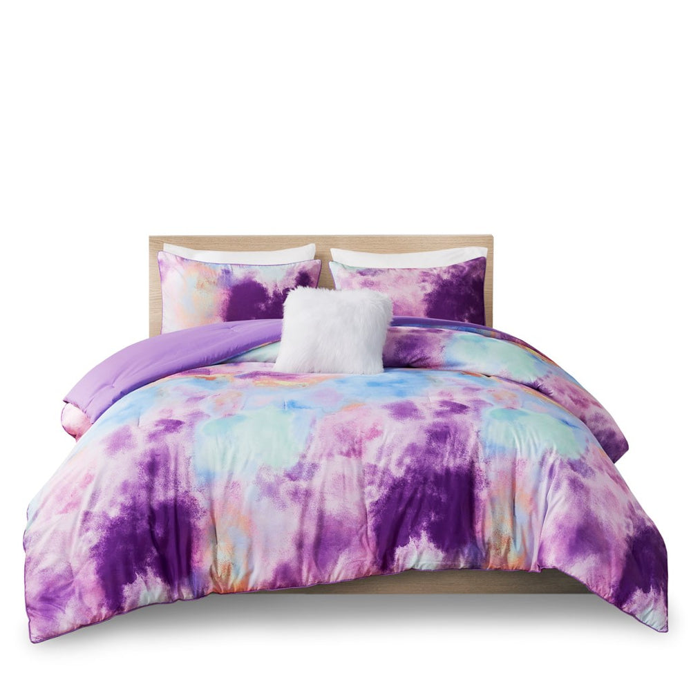 English Elm Full/Queen Cassiopeia Watercolor Tie Dye Comforter Set with Piped Edges, Hypoallergenic, OEKO-TEX 95 B035129811