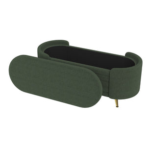 English Elm Modern Boucle Tufted Storage Ottoman Bench with Gold Legs for Bedroom or Entryway Green N719P305628F