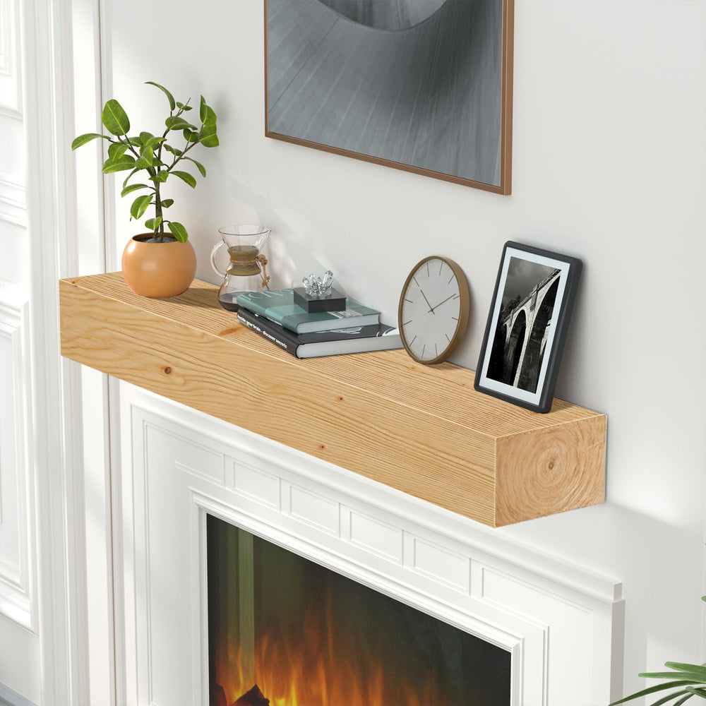 English Elm Fireplace Mantel, 48" Handcrafted Solid Pine Floating Shelf With Rustic Charm & Easy Installation T3210P391507