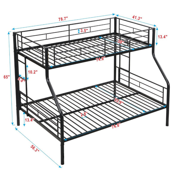 English Elm Twin Over Full Metal Bunk Bed With Under-Bed Storage, Easy Assembly, Modern Design, No Box Spring Required W311P297434-GIGA