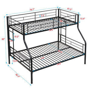 English Elm Twin Over Full Metal Bunk Bed - Modern Design, No Box Spring Needed, Safe Stairs & Ample Storage Space W311S00048-GIGA