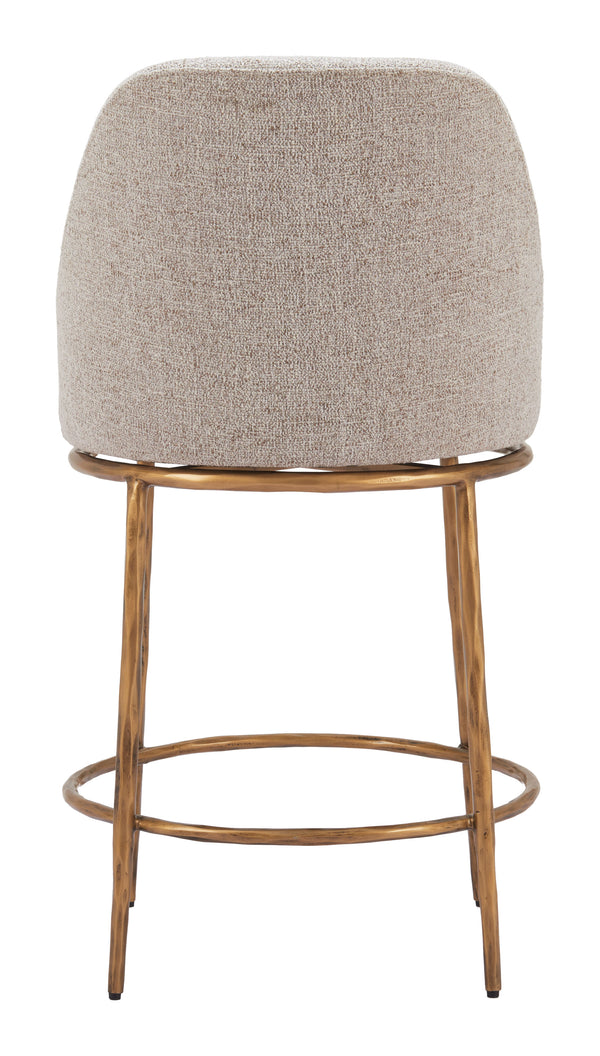 Nordhavn Swivel Counter Stool Beige & Gold 110272 Zuo Modern