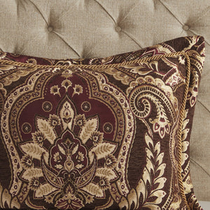 English Elm 4 Piece Comforter Set - Regal Burgundy Chenille For King Bed, Luxurious Vintage French Elegance B035128754