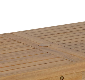 English Elm U_style Solid Acacia Wood Outdoor Dining Set Seats Four with Umbrella Hole Patio Natural WY000477AAO