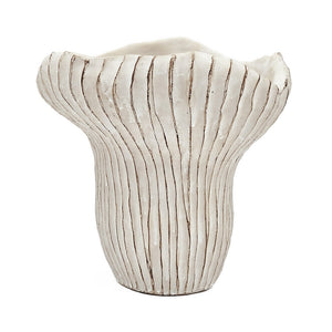English Elm 9.3x9x8.7" Sand and Cement Coral Planter — Textured Weathered Beige Finish, Wavy Organic Silhouette, Ideal for Succulents and Herbs W2078P334663