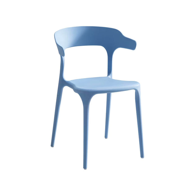 English Elm Stackable Plastic Chairs Set of 4 Blue & White | Heavy-Duty PP Seats, Waterproof, Easy-Clean, 150kg承 W3788P368768
