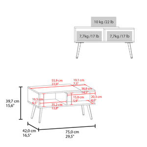 English Elm Aranjuez Modern 29" Coffee Table with Metal Legs, Three Shelves for Storage & Display, Oak Blanca B070P254786