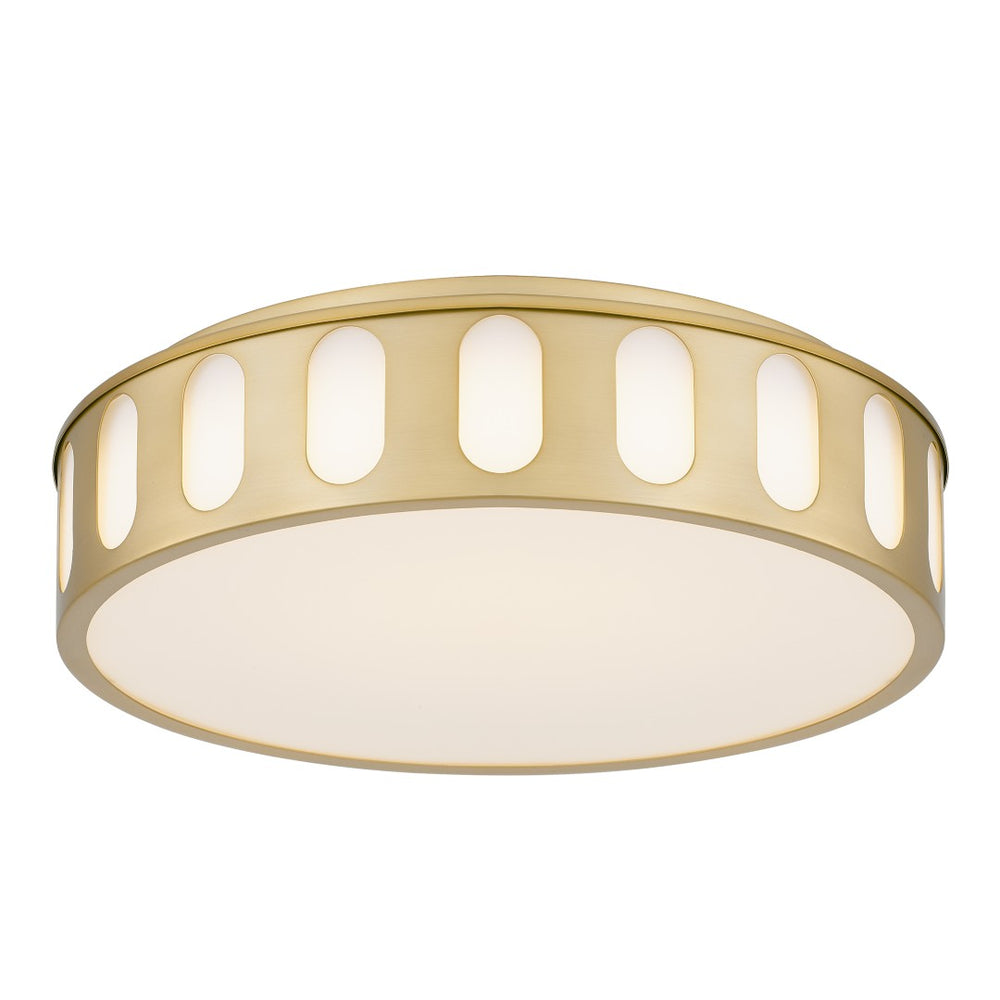 English Elm 15.15-in Warm Brass Dimmable Led Flush Mount for Bedroom Hallway or Entryway Antique Brass B370P394547