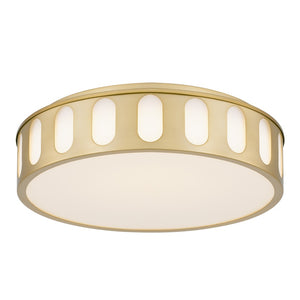 English Elm 15.15-in Warm Brass Dimmable Led Flush Mount for Bedroom Hallway or Entryway Antique Brass B370P394547