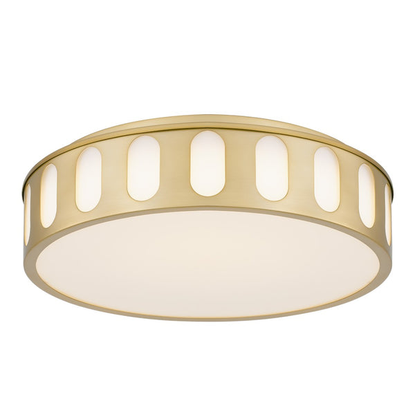 English Elm 15.15-in Warm Brass Dimmable Led Flush Mount for Bedroom Hallway or Entryway Antique Brass B370P394547