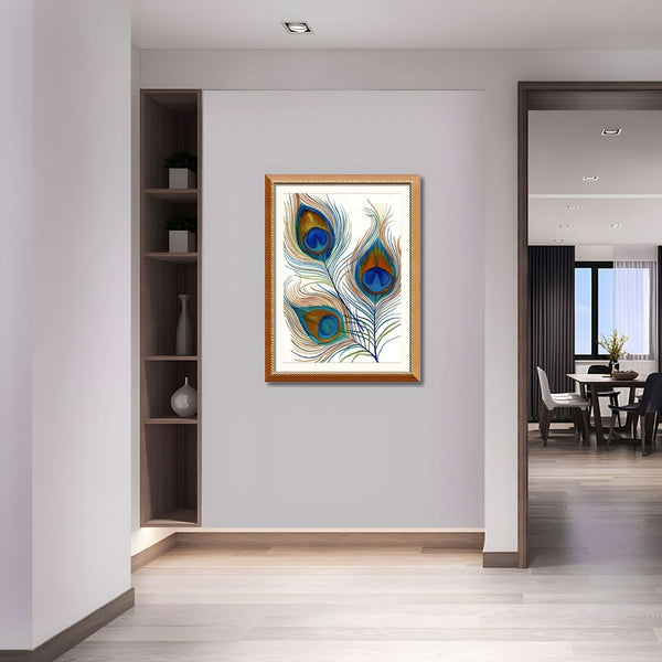 English Elm Set Of 2 Elegant Peacock Feather Framed Wall Art Prints – Stylish Replaceable Canvas Decor, 24X32" T3976P383242-GIGA