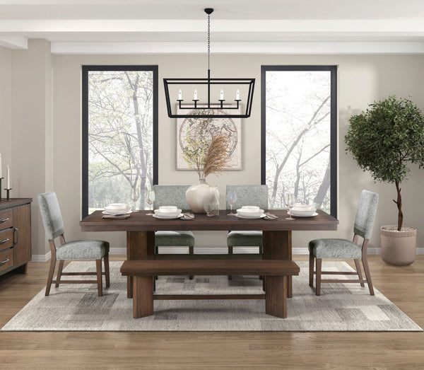 English Elm Walnut Veneer Dining Bench with V-angled Trestle Base for Modern Entryway Decor B011P240203